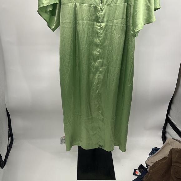 Asos Curve Design Green Floral Satin Kimono Dress Size 18 - Picture 6 of 11